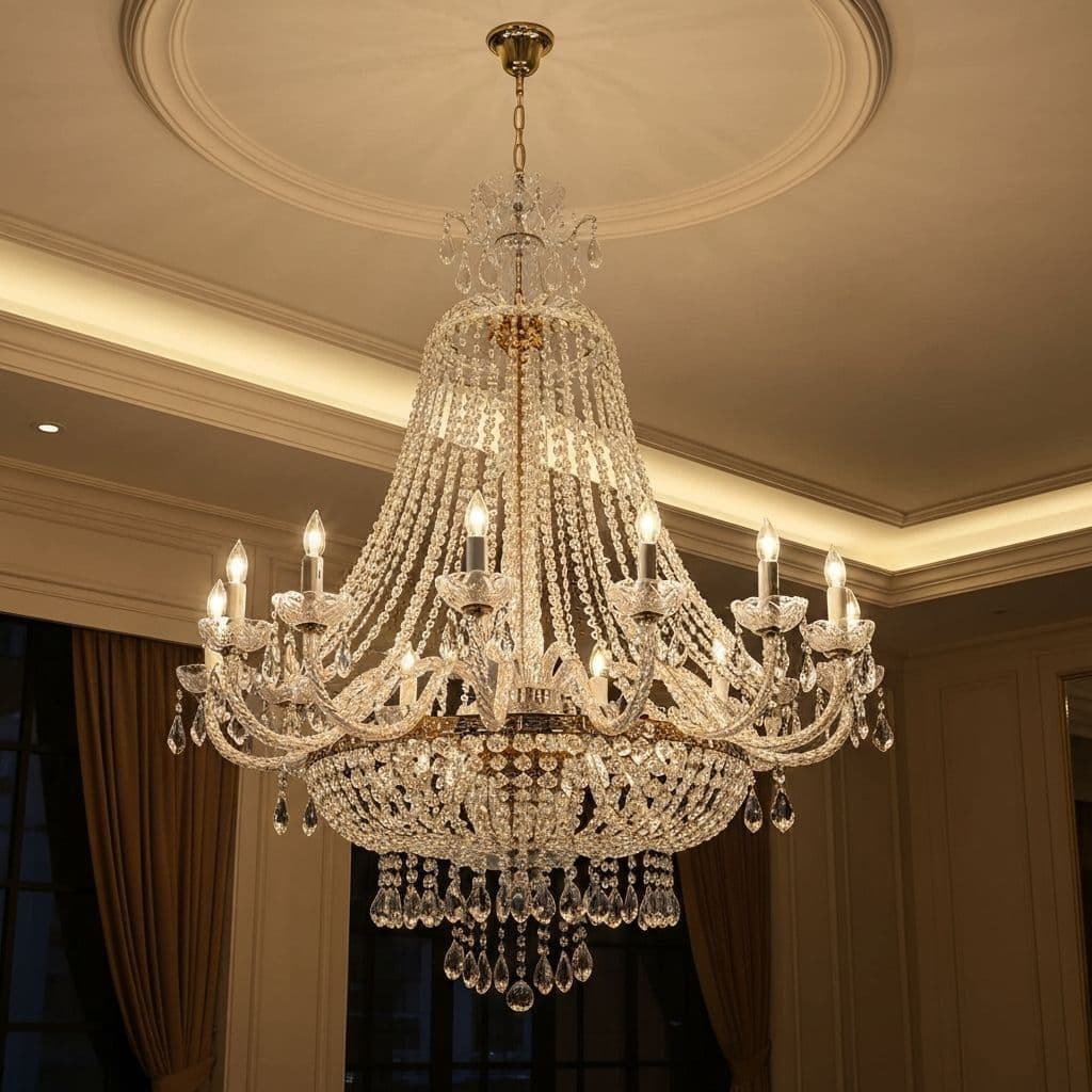 Элегантная хрустальная люстра в современном интерьере